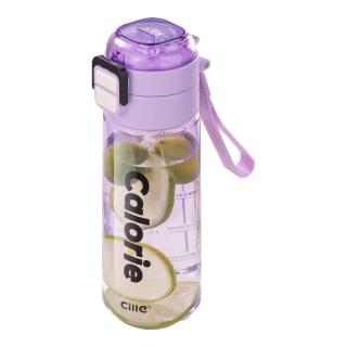 cille 希乐 水杯大容量tritan塑料杯女户外运动水杯儿童吸管杯夏季 艳紫620ML