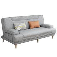 徽月 折叠沙发床两用小户型单人客厅多功能科技布艺懒人沙发 烟灰麻布 【炫彩海绵款】不拆洗1.8米长(2扶手2腰枕)