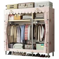 乐爱家 衣柜加厚布艺单人简易衣柜加粗钢管布衣柜宿舍家用收纳衣橱 粉色芭蕾【合金钢接头】