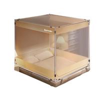 西漢（XIHAN）A类家用婴儿防摔围栏蚊帐三开门2×2.2米床【全底加固碳素钢支架】 乳黄