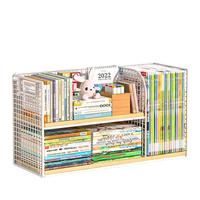 登比桌面书架书立书桌置物架绘本架书籍收纳儿童书本收纳盒柜 铁艺款桌面书立【白色三格大号】