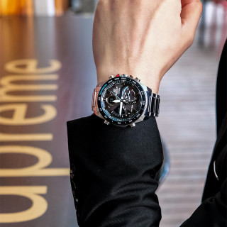 CASIO 卡西歐 官方旗艦店正品手表男Edifice休閑商務藍寶石太陽能雙