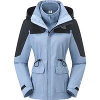 户外冲锋衣女三合一可拆卸抓绒保暖防风防水连帽登山服工装外套女