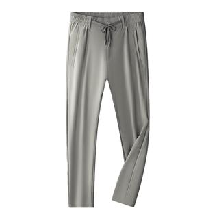 梦特娇（MONTAGUT）【弹力松紧腰&亲肤顺滑】字母印花长裤男士易打理休闲裤 卡其 34