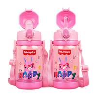 Fisher-Price儿童水杯双盖两用运动杯Tritan材质费雪喝水杯子520ML粉 双盖杯粉色 520ml