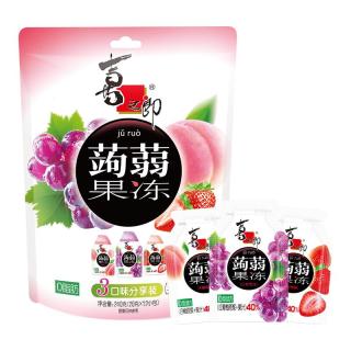 喜之郎 蒟蒻果冻40%果汁3口味20克x12包共240g 魔芋0脂肪 休闲儿童零食 蒟蒻果汁-3口味240g