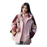 JEEP SPIRIT冲锋衣外套女冬季三合一加绒休闲风衣女士户外防风登山滑雪服装男 粉色【女款】 L