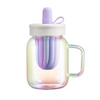 哈尔斯玻璃杯女生高颜值花茶吸管杯子大容量茶水分离 绮丽柔粉700ML 绮丽柔粉 700ml