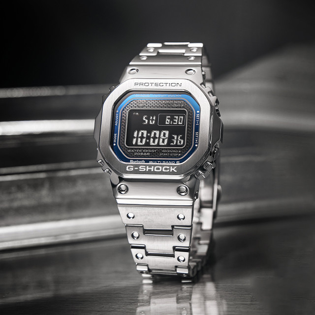 CASIO 卡西欧 手表男G-SHOCK金属小方块银块潮流运动男士电子石英表男