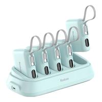 羽博3C认证充电宝自带线快充移动电源小巧便携商用家庭共享充电宝超大容量适用苹果小米华为安卓手机 元气蓝 10000mAh*5