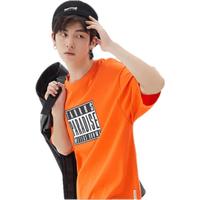 美特斯邦威短袖重磅t恤男宽松百搭夏季街头印花男上衣 鲜橙 M 170 92A