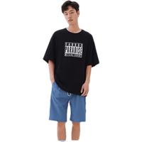 美特斯邦威短袖重磅t恤男宽松百搭夏季街头印花男上衣 影黑 S 165 88A