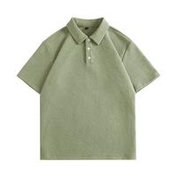 GENIOLAMODEpolo衫男士短袖夏季重磅220G华夫格商务时尚翻领t恤男装 棕绿 XL XL/180(140-160斤) 绿色