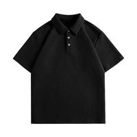 GENIOLAMODEpolo衫男士短袖夏季重磅220G华夫格商务时尚翻领t恤男装 黑色 L L /175(120-140斤) 黑色(纯色)