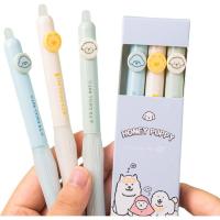 得力 小学生按动可擦中性笔 0.5mm子弹头小狗日记学生文具中性笔热可擦笔 黑色3支/盒S