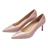 73Hours刘亦菲同款女鞋Brittany通勤尖头职业细高跟鞋浅口单鞋女 空气棉-亮面牛皮-脏粉- 6.5cm 35