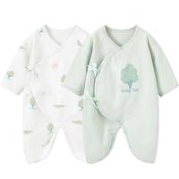 0-6个月宝宝连体衣四季纯棉婴儿衣服家居内衣蝴蝶哈衣2件装