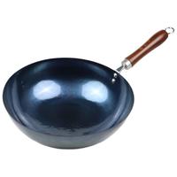 老艺人章丘炒锅铁锅已开锅无涂层熟铁不粘炒菜锅手工锻打老式圆底燃气灶