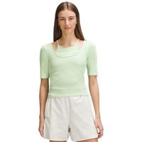 露露乐蒙lululemon丨Layered-Look女士假两件罗纹短袖 T 恤 LW3HW7S 柠檬草 XL /12