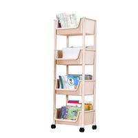 姗姗木艺书架落地置物架桌下可移动家用小推车带轮落地简易书柜玩具收纳架