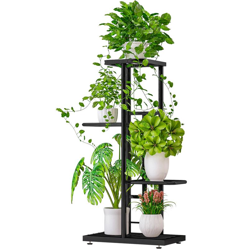 蜗家简约（WOJIASIMPLE）花架花盆架多层室内家用阳台置物花架铁艺客厅简约多层挂架绿萝架 H915-深灰闪银