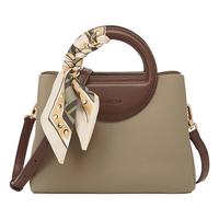 意尔康【母亲节礼盒】牛皮复古托特包丝巾软面斜挎包女士手提包S6W26052