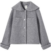 【AN大码系列】冬装小香风织带海军领女式短款外套