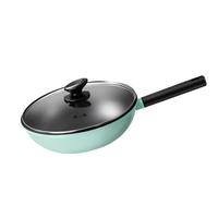 张小泉不粘平底锅煎锅青绿系列锅具家用锅子烹饪锅具燃气电磁炉通用 炒锅28cm
