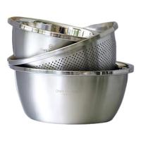 1号会员店加厚多功能304不锈钢料理盆洗菜盆24/26/28cm三件套和面盆调料盆