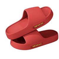 稻草人拖鞋男女居家洗澡厚底浴室内外穿静音中国红凉拖 红色 36-37