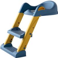 海豚星 DOLPHIN STAR儿童马桶坐便器辅助器男小孩女宝宝阶梯折叠架垫坐便圈婴儿便尿盆 蓝黄色【普通硬垫款】高度不可调