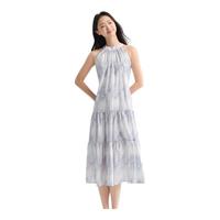 森马观园吉联名连衣裙女肌理国风夏收腰宽松挂脖长裙109324114021 紫色调00477 M