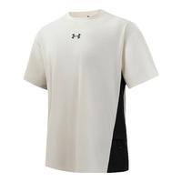 安德玛男士户外短袖t恤运动衣速干衣男圆领宽松跑步衣 米白色 M