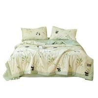 安睡宝（SOMERELLE）A类纯棉印花棉花夏被 可水洗全棉双人夏凉被子 200*230cm 熊猫仔仔【A类100%新疆棉】 200x230cm【夏被】