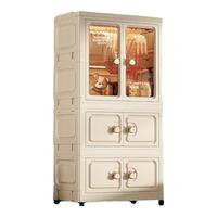 懒人空间免安装儿童衣柜宝宝衣橱婴儿小衣柜无味无醛卧室衣物收纳柜储物柜64CM轻奢衣柜1柜+2箱 环保无味/玫瑰金把手