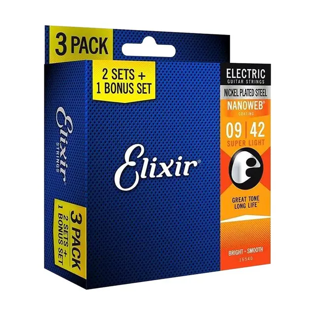 Elixir 电吉他弦伊利克斯三套装 NANOWEB镀膜吉他琴弦3套装09 010
