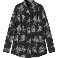 太平鸟女装衬衫新中式长袖秋国风盘扣衬衣东方简奢风 黑色纹样 S