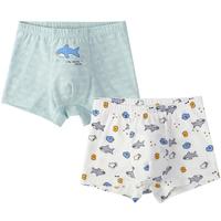 瑁恩·瑁爱（Mn·Mo）男童平角内裤儿童弹力精棉卡通短裤青少年大童男宝宝四角新疆纯棉 W02#深海之旅 2条 100 22-26斤