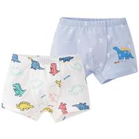 瑁恩·瑁爱（Mn·Mo）男童内裤儿童内裤平角纯色棉质宝宝裤头弹力精梳棉四角裤男宝宝 W18#恐龙舞会 2条 110 27-34斤