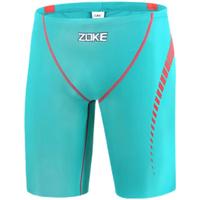 洲克（ZOKE）泳裤男款防尴尬五分抗氯速干专业训练游泳裤男士泳衣及膝2025泳裤 湖绿/西瓜红 119636872-6 L 腰围75-80cm