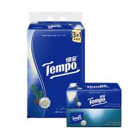 得宝抽纸高级雪松味印花4层90抽4包湿水不易破餐巾纸卫生纸擦手纸 抽纸