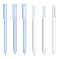 白雪（snowhite）旋转中性笔签字笔 0.5mmST笔头按动笔水笔 白色笔杆黑色芯 6支 G-602 6支 黑色ST笔头