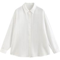 初语莱赛尔醋酸长袖衬衫女2025夏季后开叉设计感衬衣宽松上衣 白色 M