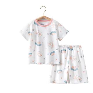 贝肽斯儿童睡衣夏季薄款纯棉空调服男女童冰丝凉感短袖宝宝家居套装 密语森林-【肽棉*5A抑菌】 110 cm