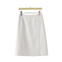 晚白【直降】百搭简约小个子短款休闲减龄纯色气质A字半身裙 杏色 L