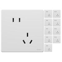 正泰(CHNT)开关插座K3E超薄哑光磨砂大板奶油风家用86型五孔插座面板 雅致白 【限时钜惠】斜五孔10只装(10A)