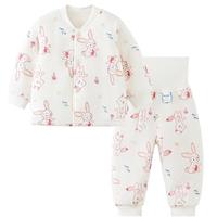 宝宝套装秋冬季纯棉婴儿夹棉衣服儿童对开上衣高腰护肚裤子