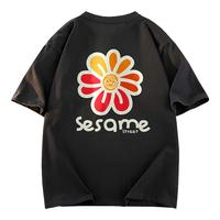 SESAME STREET短袖t恤男士2024凉感运动宽松圆领冰丝夏休闲男Y507黑色XL XL (140-155斤)
