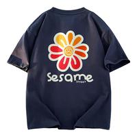 SESAME STREET短袖t恤男士2024凉感运动宽松圆领冰丝夏休闲男Y507丈青色2XL 2XL(155-170斤)