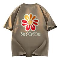 SESAME STREET短袖t恤男士2024凉感运动宽松圆领冰丝夏休闲男Y507灰褐S S (90-115斤)